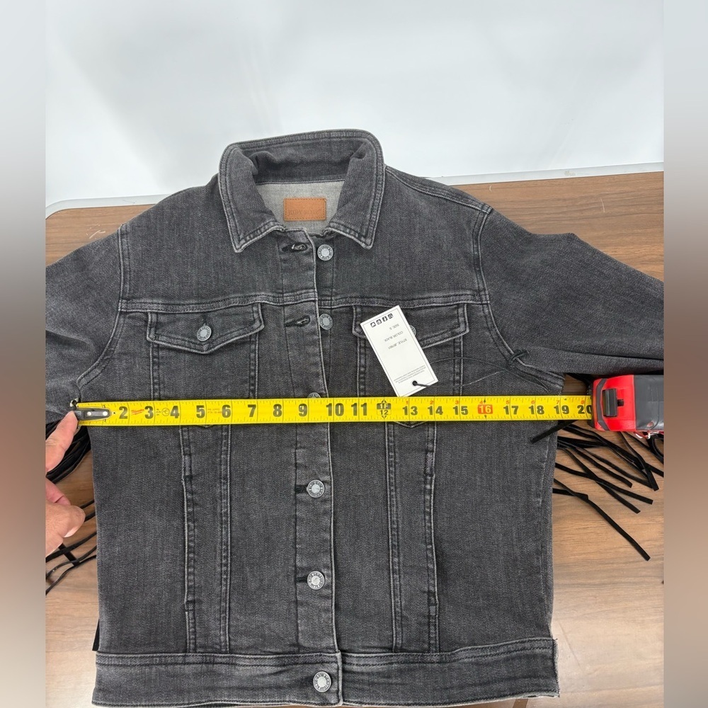 Judy Blue Black Gray Fringe Denim Jacket - Picture 10 of 11